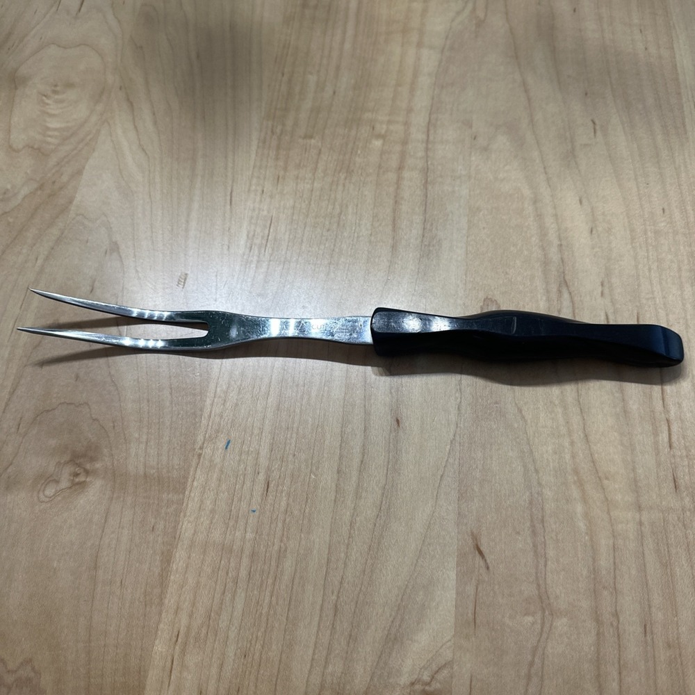 Cutco 1727 KD Carving Fork Stainless Steel Dark Brown Glossy Plastic Handle